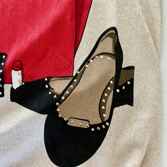 Kiss and Fly Embellished Knit Top With Handbag, Coffee, Shoes Women's Size 2X - Picture 7 of 12